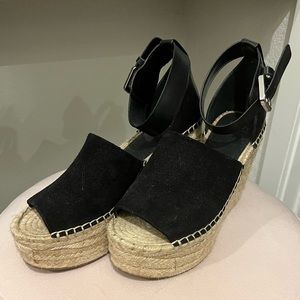 marc fisher as alum wedge espadrille size 7 black